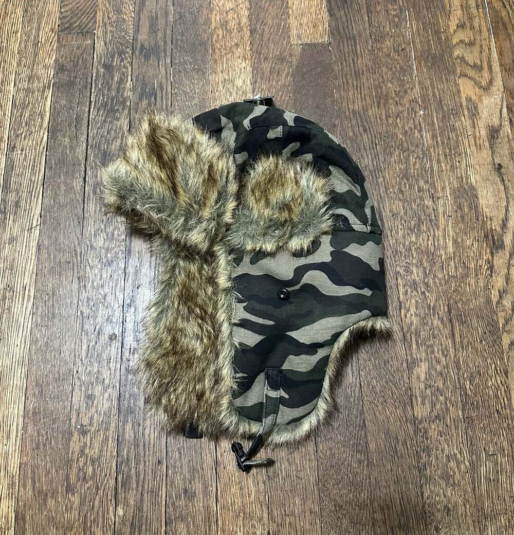 New 21 Men Green Camouflage Faux Fur Trapper Hat Hunting Outdoors